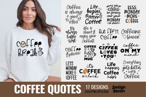Coffee Quotes SVG PNG Bundle