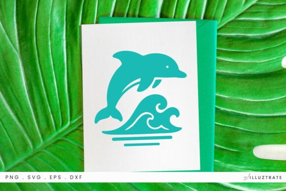 Dolphin Jumping Wave SVG Clipart